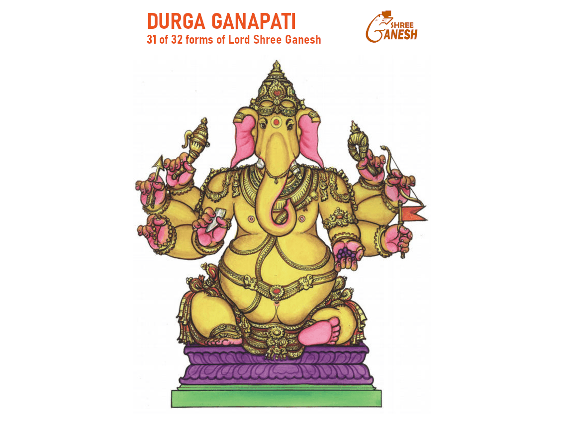 Durga Ganapati, the invincible form of Lord Ganesha, 31 of 32 forms