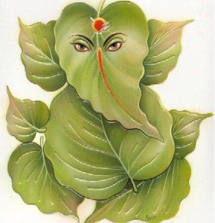 Lord Ganesha Leaf Art